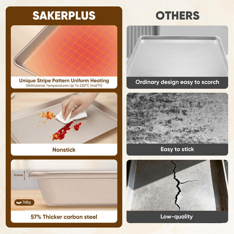 SakerPlus baking sheet in oven roasting vegetables evenly at 450°F