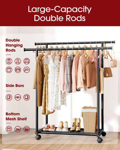 Sakugi fixed double rods detail demonstrating stable hanging support