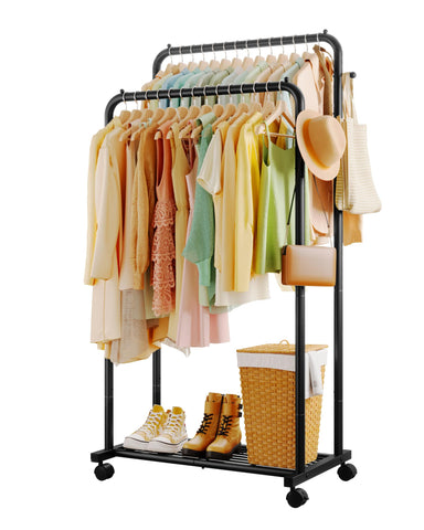 Sakugi front view full rack showing dual rods and mesh shelf for maximizing storage