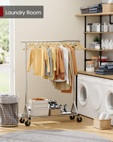 Sakugi loaded with hangers and clothes showing generous capacity