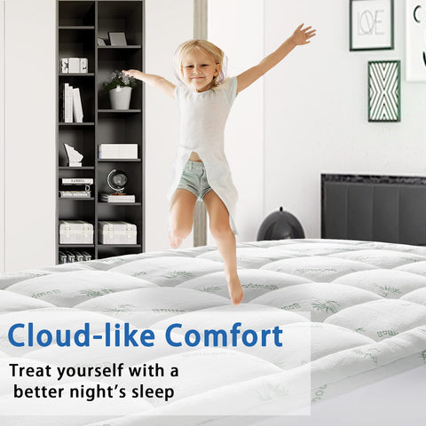 SakuraHome topper on a made bed in a bedroom setting illustrating upgraded comfort