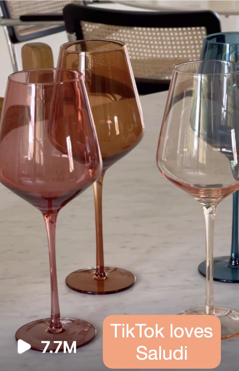 Saludi multi-color glasses array adding vibrant style to dining