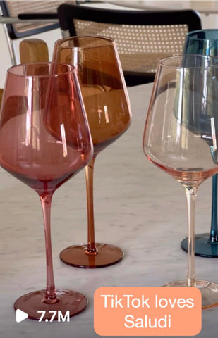 Saludi multi-color glasses array adding vibrant style to dining