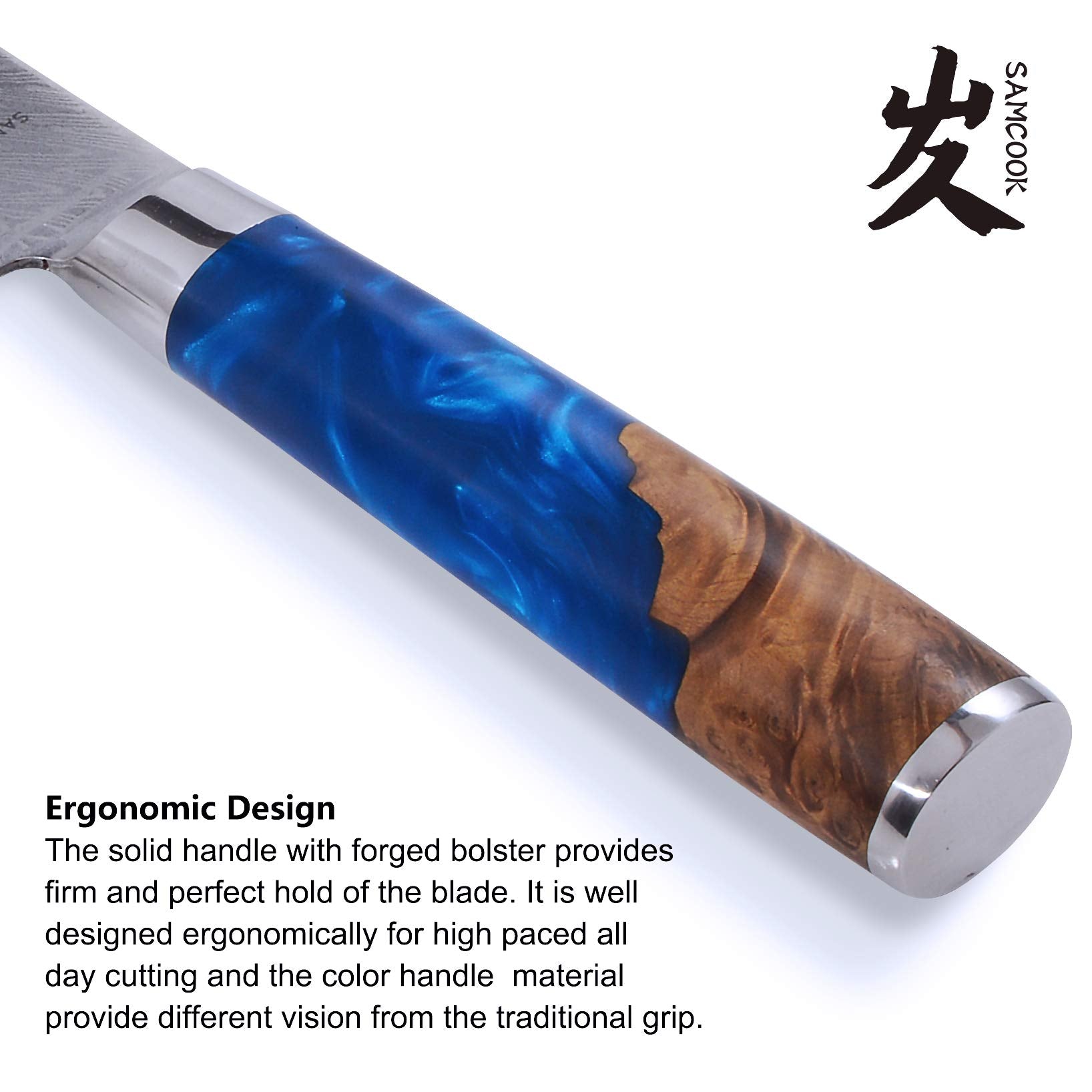 SAMCOOK side profile showing edge bevel, crafted for sharpness and cutting control