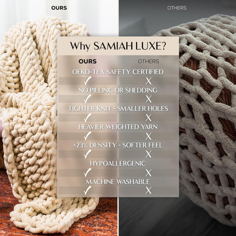 SAMIAH LUXE size comparison with book to show 50x70 scale and easy portability benefit