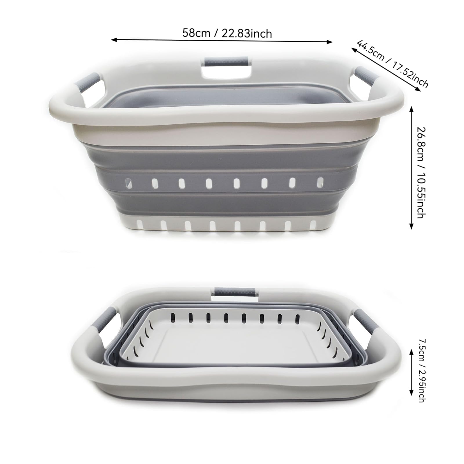 SAMMART two baskets collapsed flat stacked to save space in closet or trunk