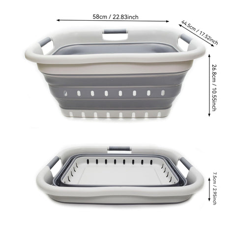 SAMMART two baskets collapsed flat stacked to save space in closet or trunk