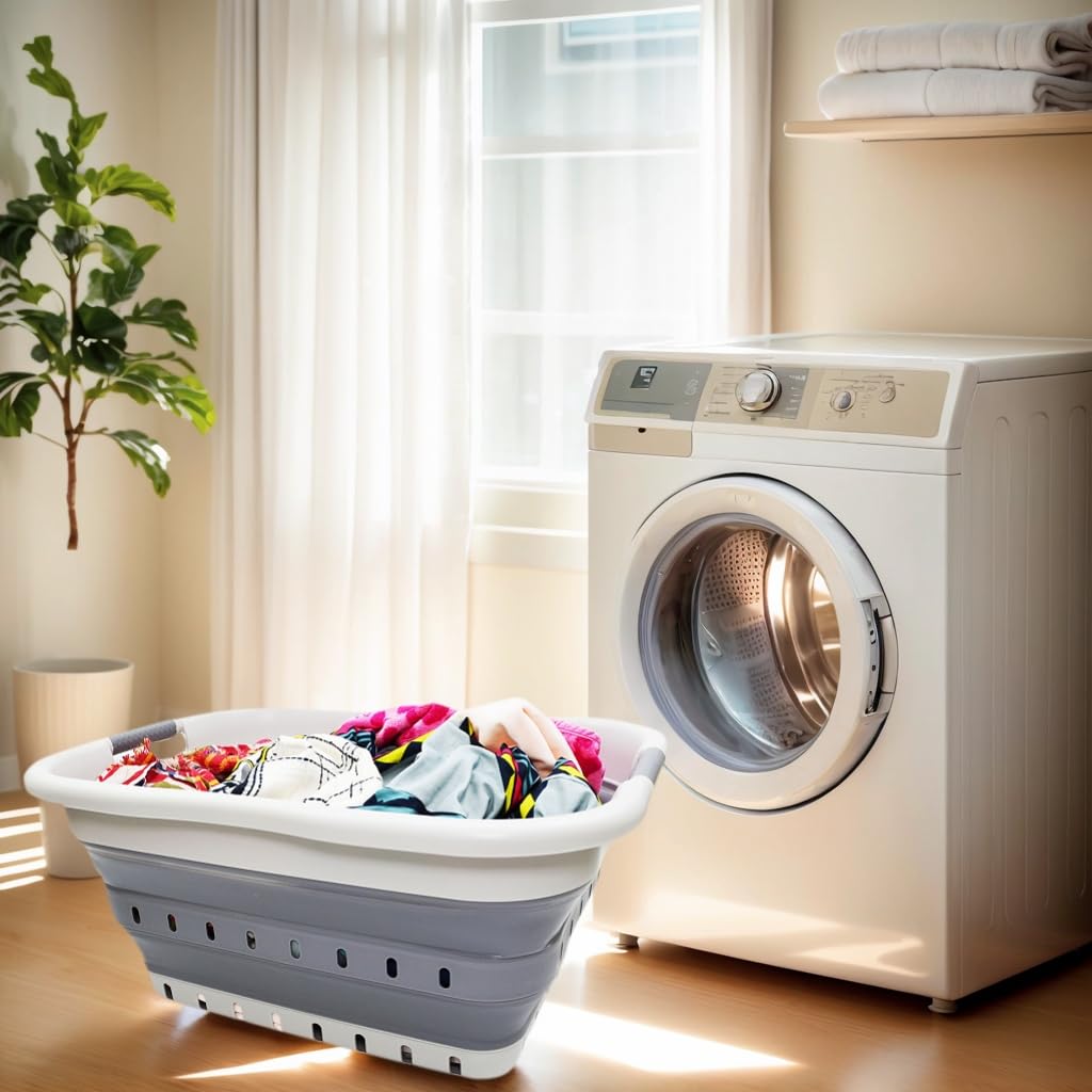 SAMMART expanded basket filled with laundry demonstrating large 41L capacity