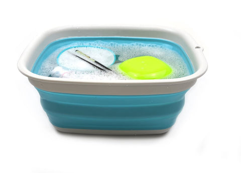 SAMMART front view bright blue collapsible tub showing full shape and portability benefit