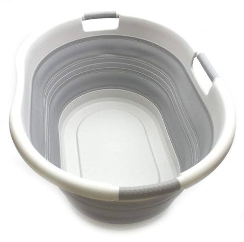 SAMMART front view of oval tub showing pop-up design and capacity for quick setup