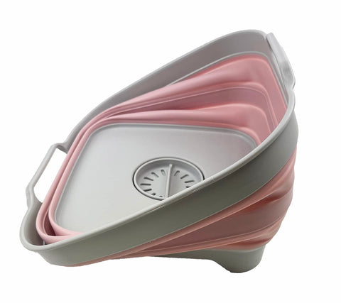 SAMMART dishpan in camping setting highlighting portability advantage