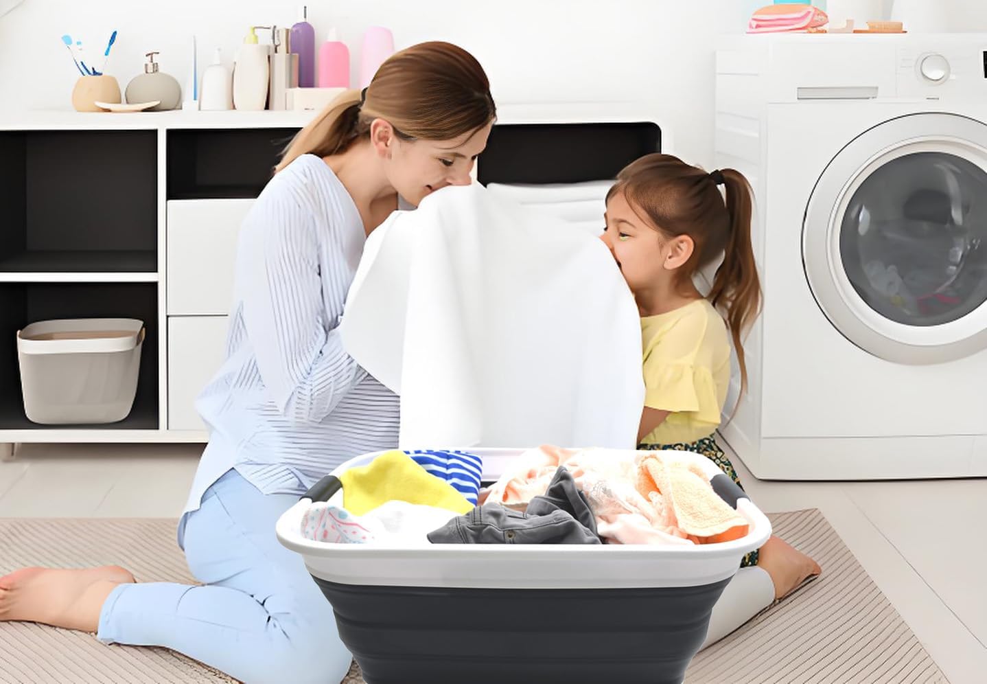 SAMMART in use washing laundry shows portable tub convenience benefit