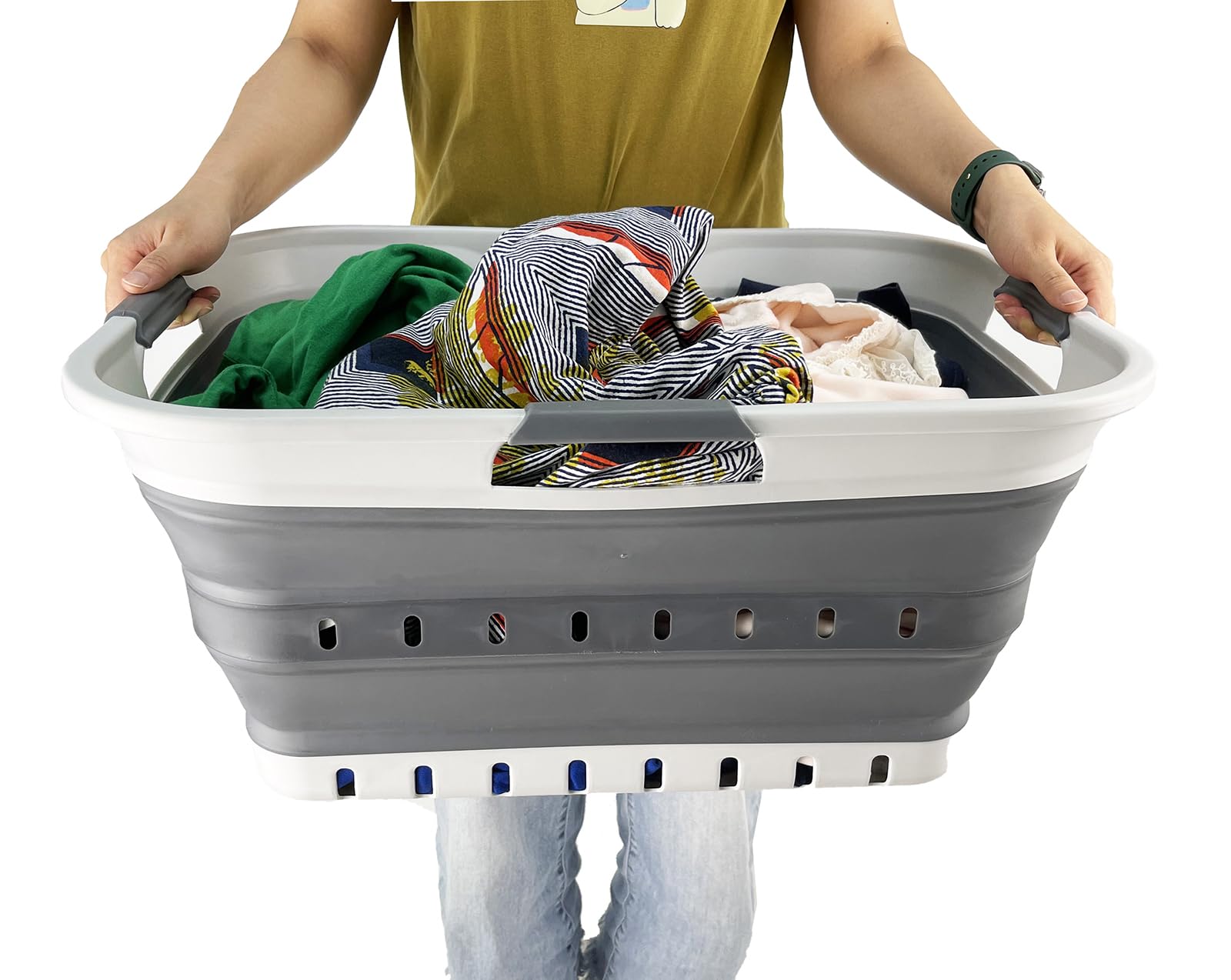 SAMMART next to folded towel showing true size and capacity benefit