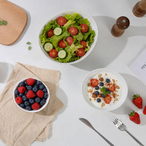 Samsle bowls on table set for party enhancing cohesive table styling