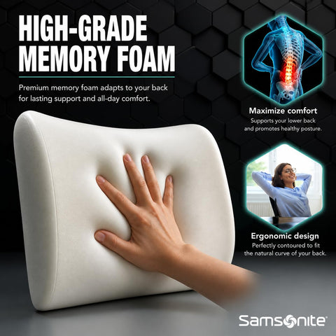 Samsonite placed on office chair improving posture and reducing fatigue