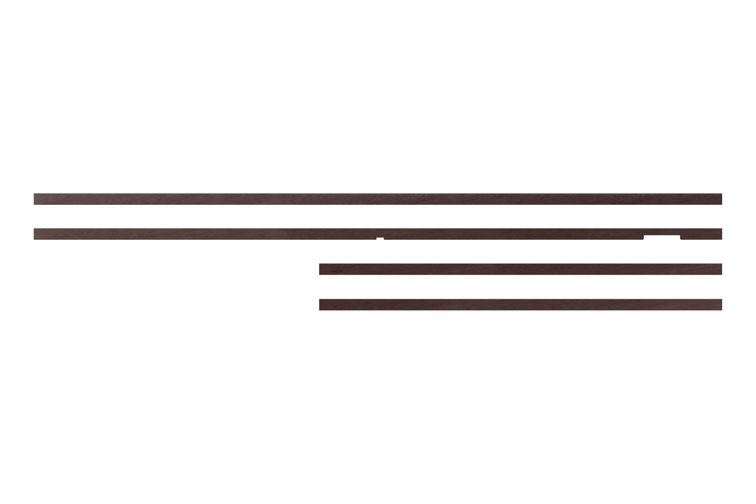 Samsung The Frame side profile of Modern Brown bezel showing slim, flush gallery edge