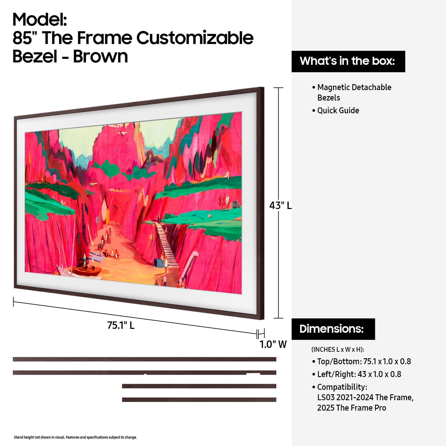 Samsung The Frame Modern Brown close edge detail highlighting smooth texture and warmth