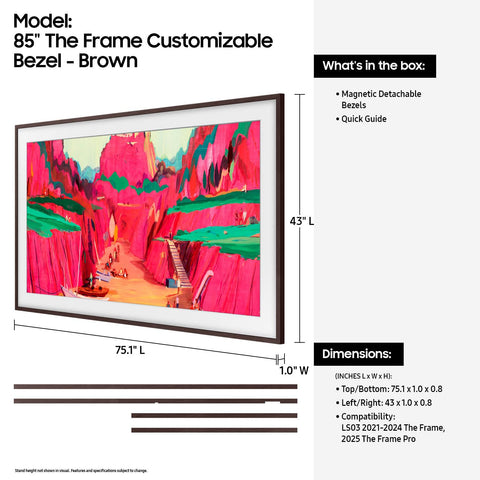 Samsung The Frame Modern Brown close edge detail highlighting smooth texture and warmth