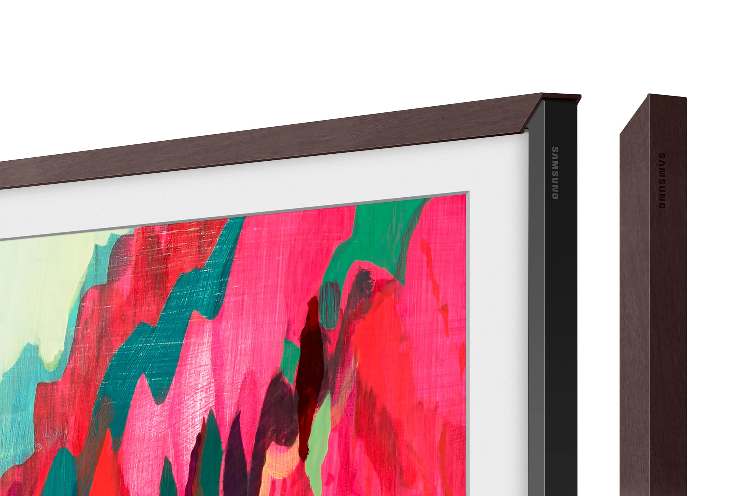 Samsung The Frame 75" Modern Brown front view showing gallery finish and refined look