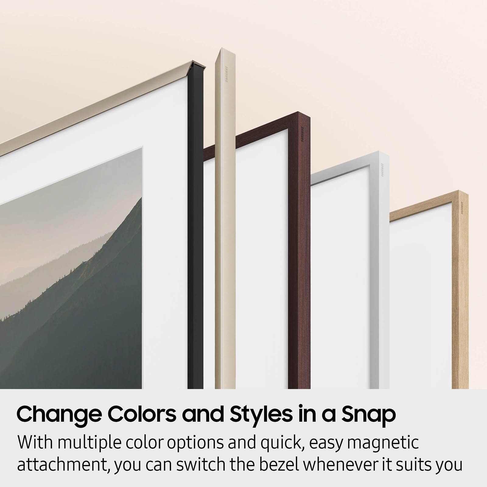 Samsung The Frame Modern Brown in a living room demonstrating cohesive décor impact