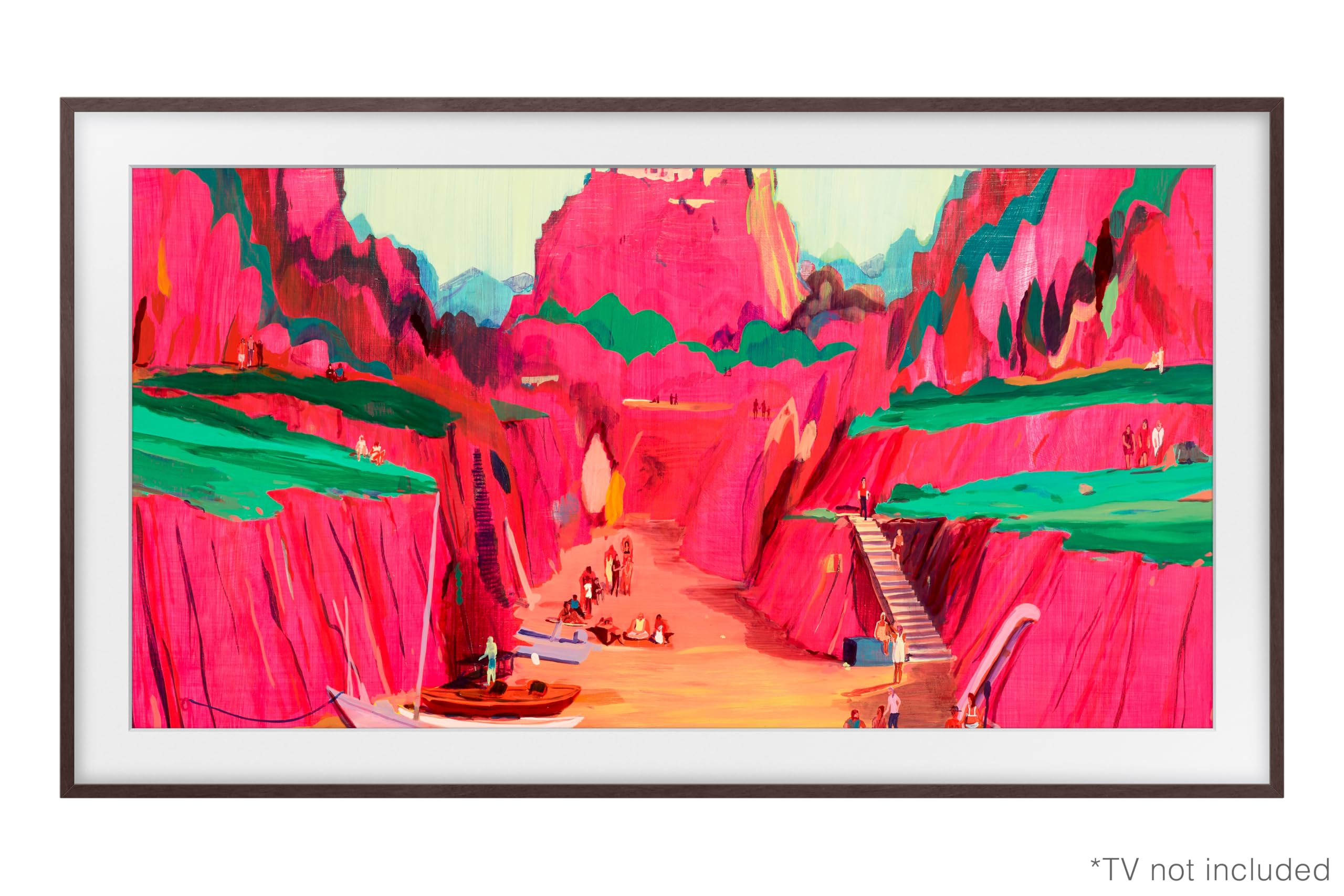 Samsung The Frame bezel magnetic attachment showing effortless snap-on installation benefit