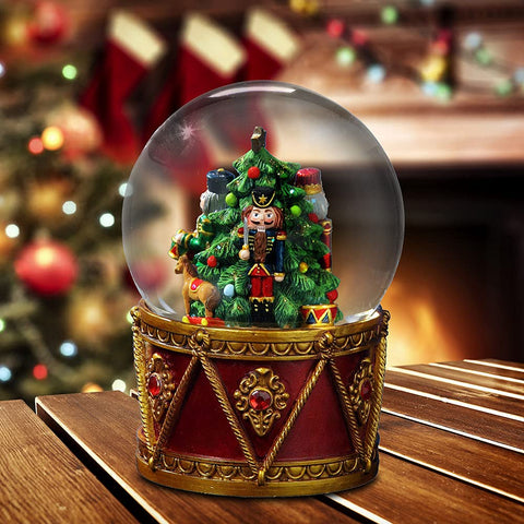 San Francisco Music Box Company close-up of nutcracker detail and glitter, showcasing fine craftsmanship