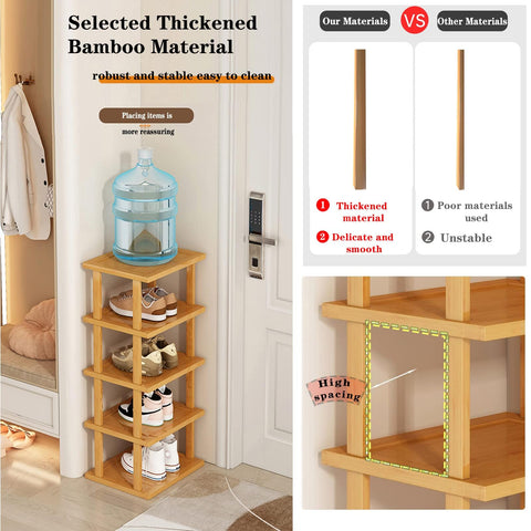 SAN HE shoe rack next to doorframe showing height and scale for tight spaces benefit