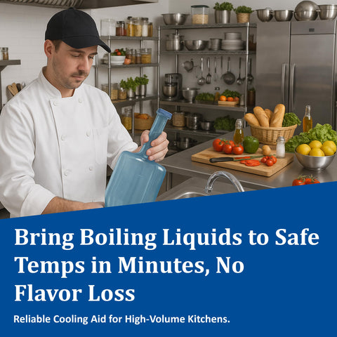 San Jamar paddle on prep counter in restaurant speeding cooling workflow benefit