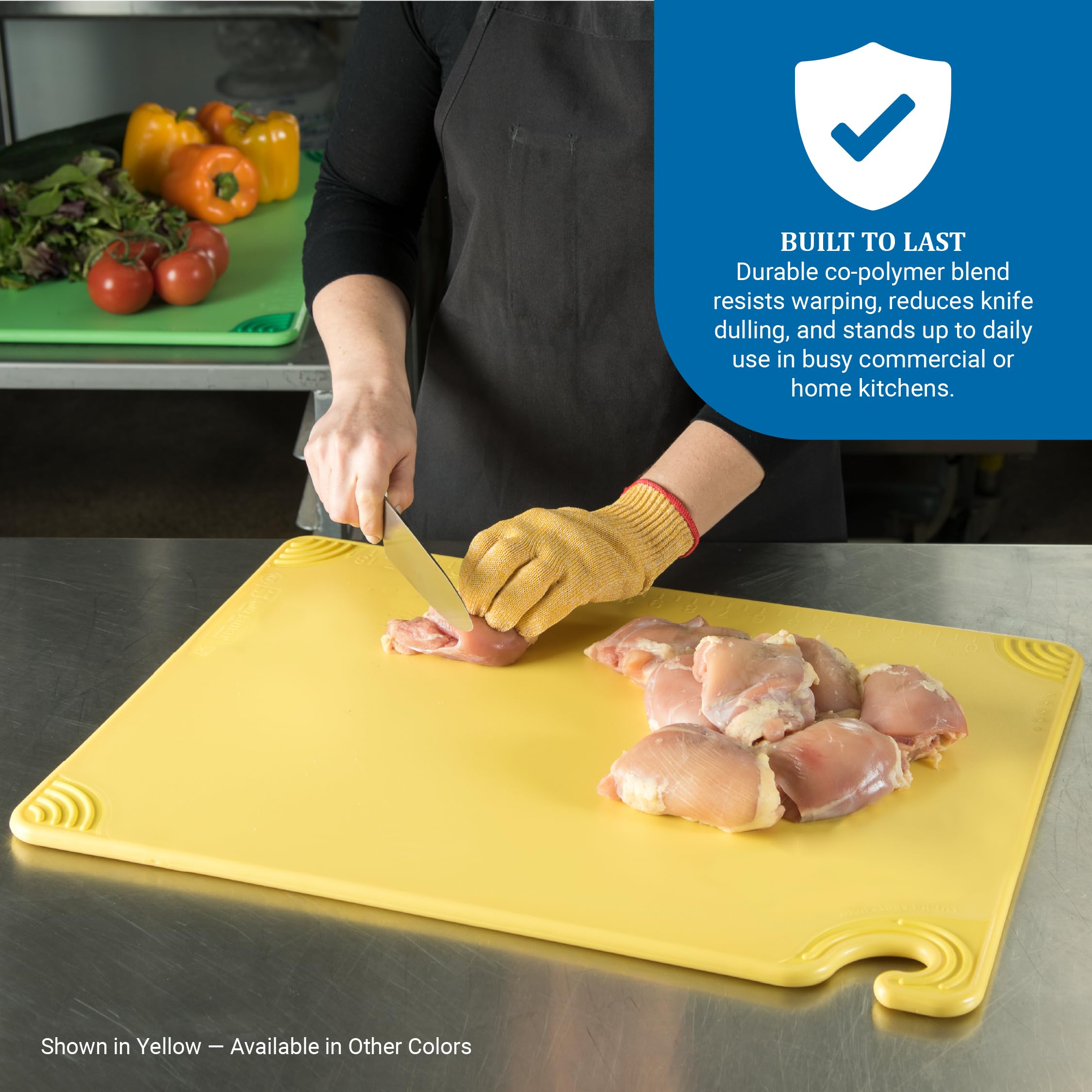 San Jamar integrated ruler etching for precise portioning and consistent cuts