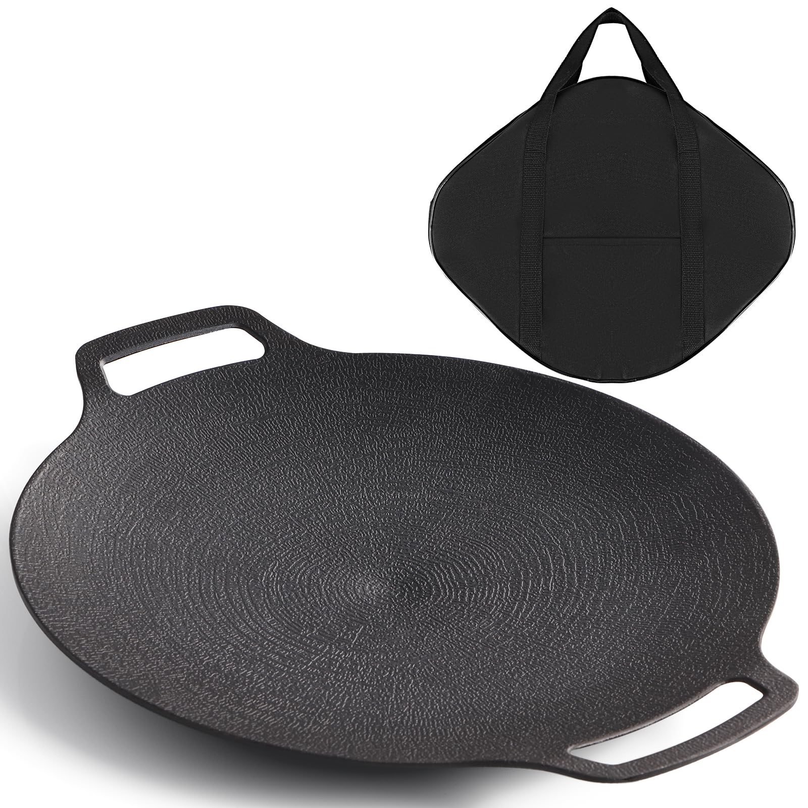 Sanbege front view of 13-inch grill pan showing durable nonstick finish and shape, easy cleanup