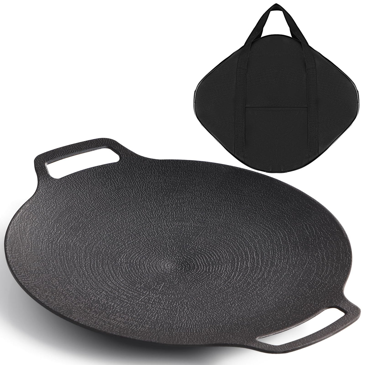 Sanbege front view of 13-inch grill pan showing durable nonstick finish and shape, easy cleanup
