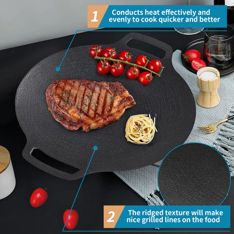 Sanbege grill pan on induction cooktop in use for fast, even heating