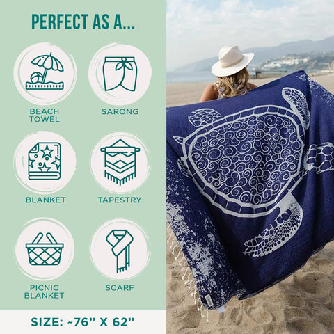Sand Cloud towel spread on beach showing sand-resistant performance benefit