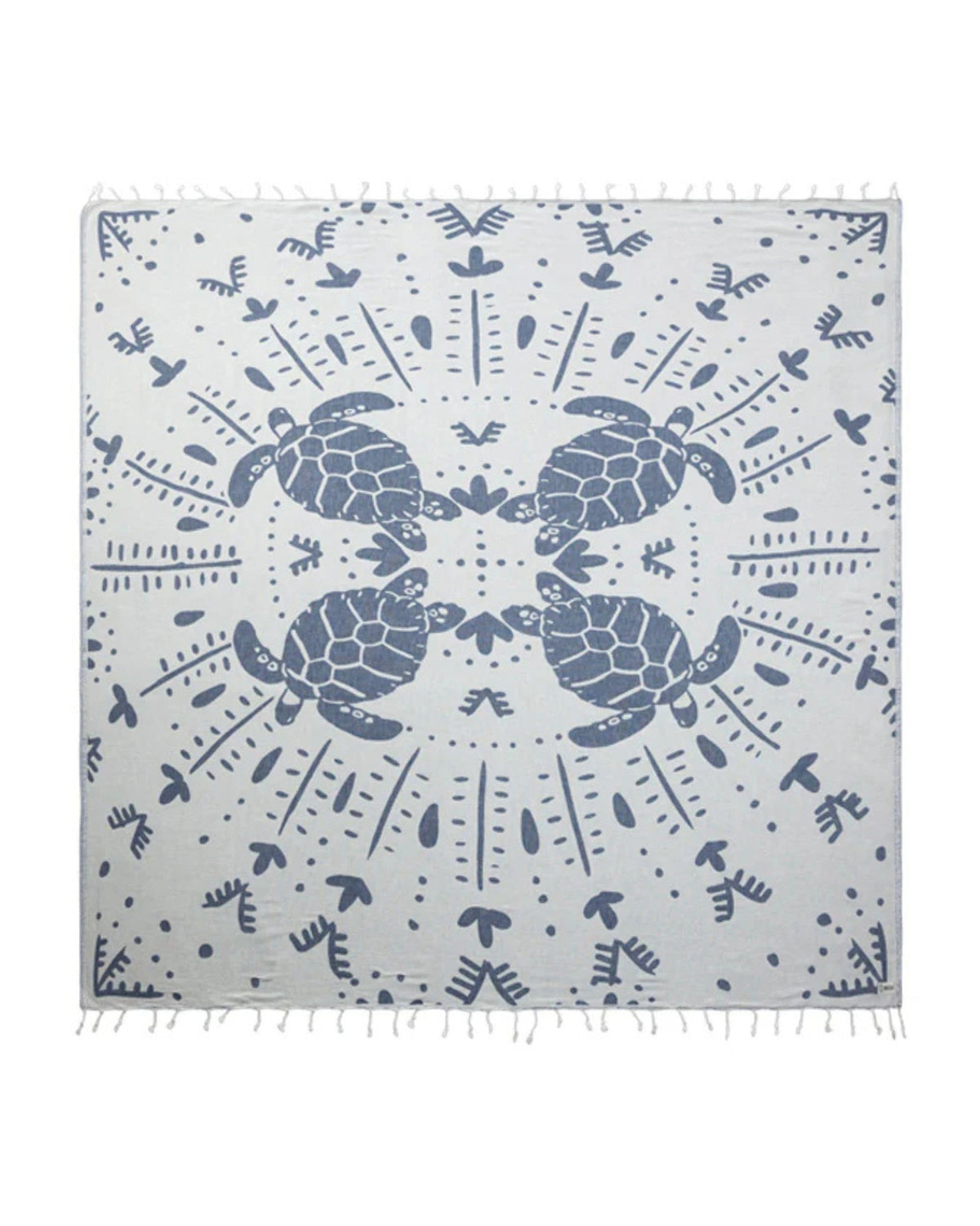 Sand Cloud towel front view showing Prism Turtles print and generous size benefit