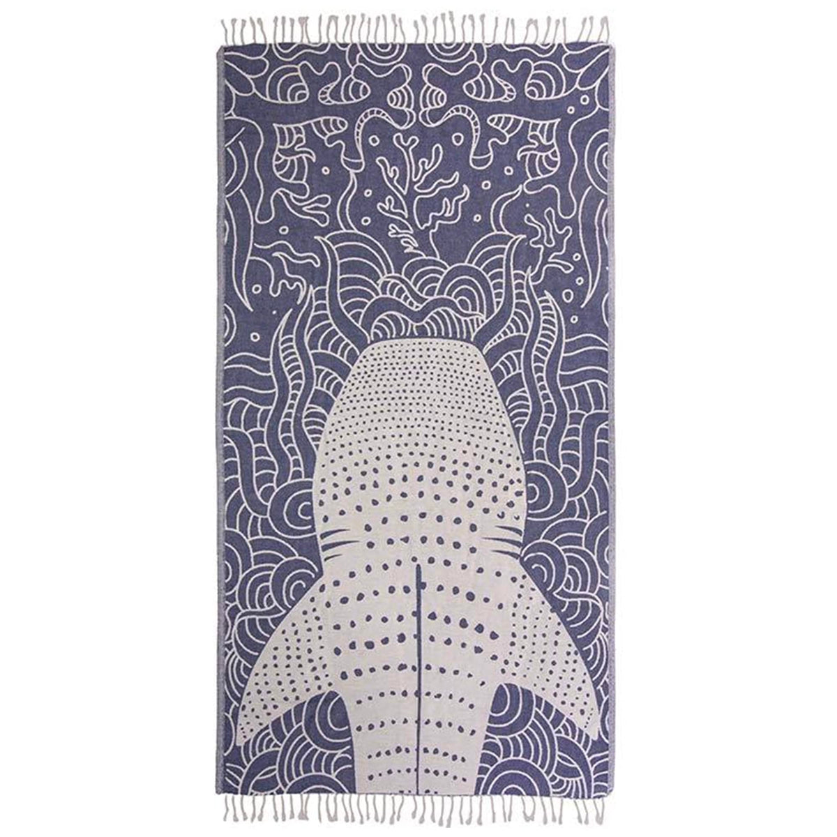 Sand Cloud whale shark towel front view showing full design and size benefit