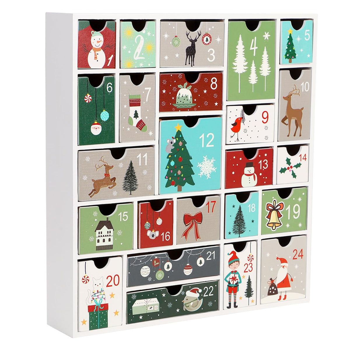 SAND MINE front view showing full numbered advent calendar and festive look