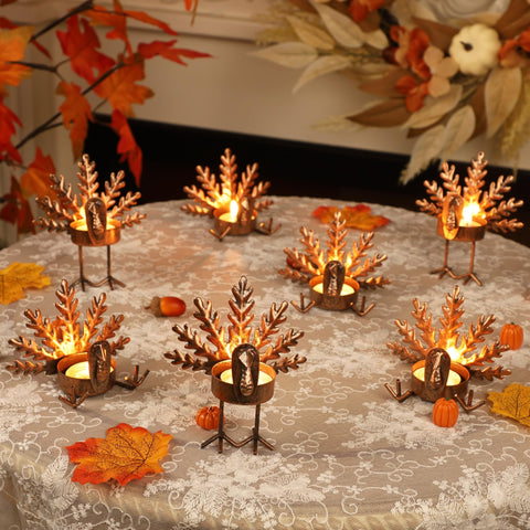 SAND MINE turkeys arranged on a mantel providing balanced seasonal decor