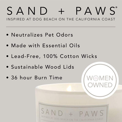 Sand + Paws fragrance notes visual showing layered scent profile benefits