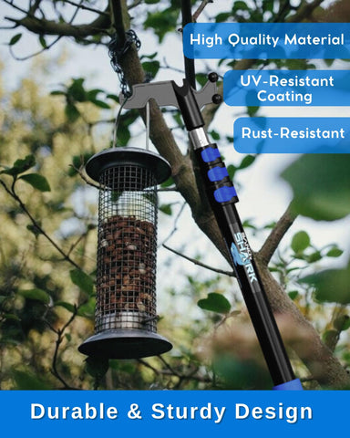 SAND SHARK fully extended pole reaching high eave for ladder-free access benefit