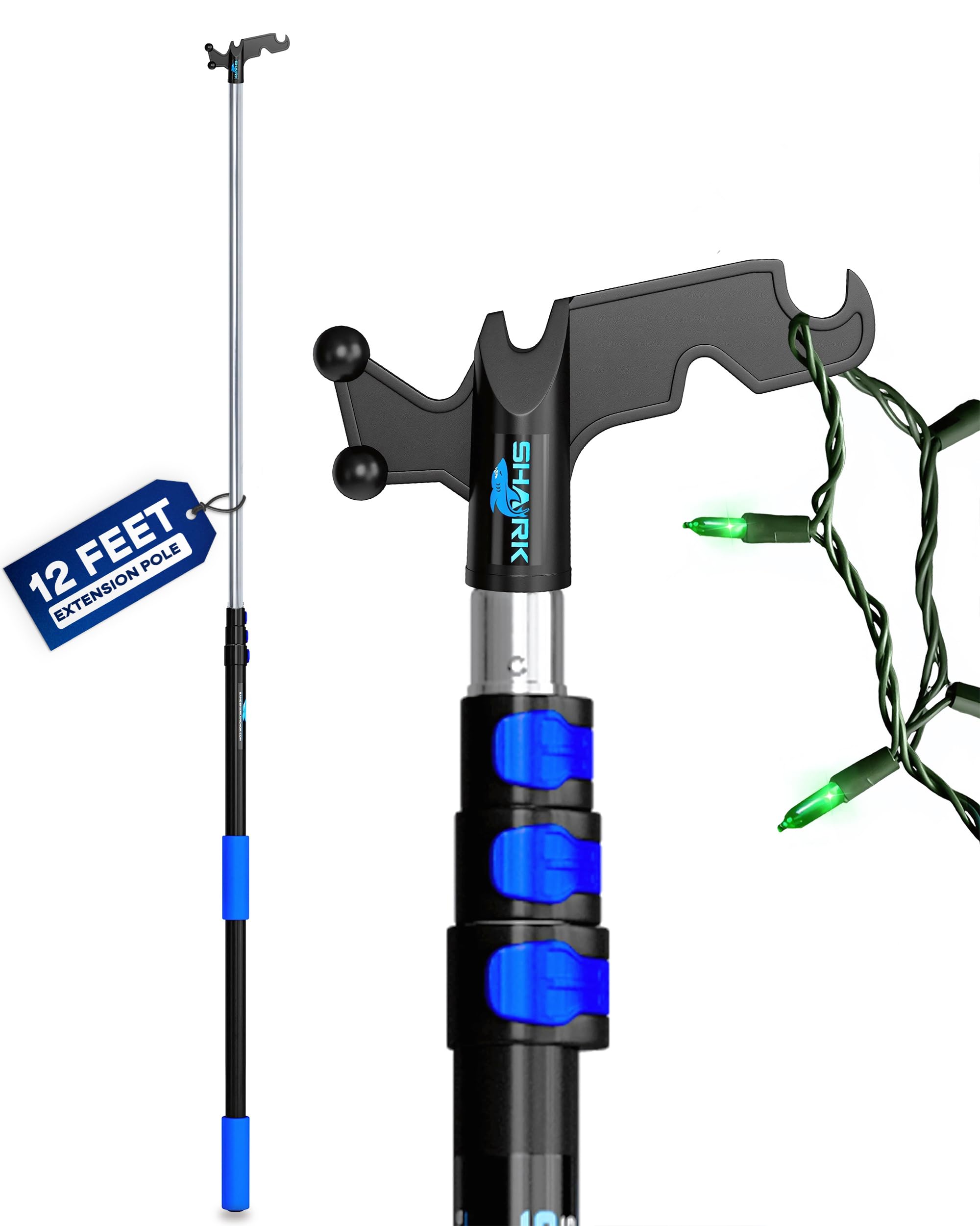 SAND SHARK front view of assembled pole showing compact grip and balance benefit