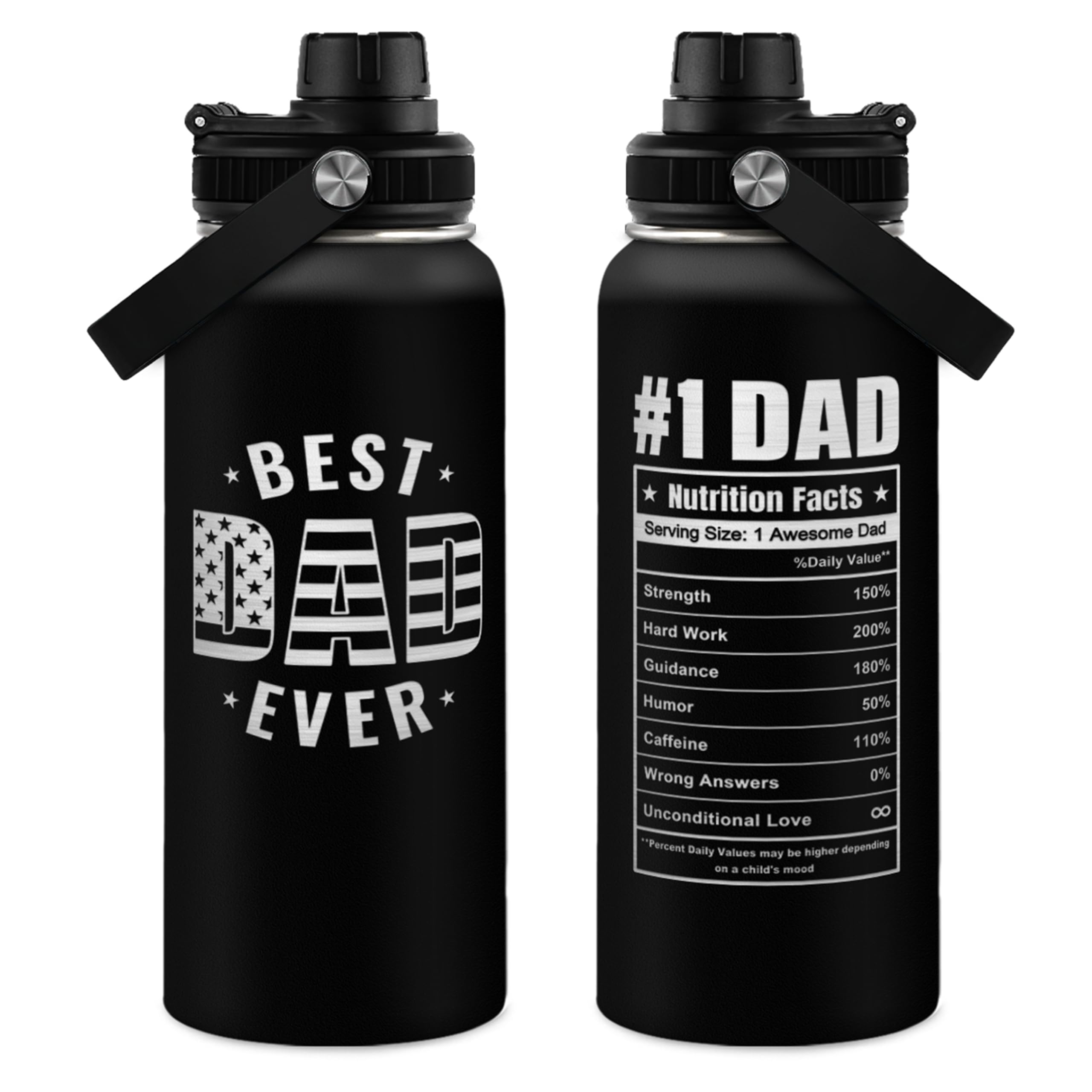 SANDJEST front view showing Best Dad Ever design and durable stainless steel