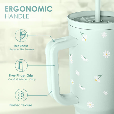 SANDJEST Daisy clear slider lid and straw for spill-reducing sipping