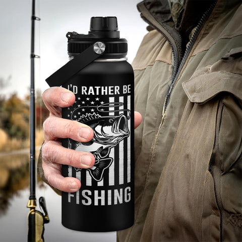 SANDJEST bottle in backpack cup holder illustrating portability for hikes and fishing trips