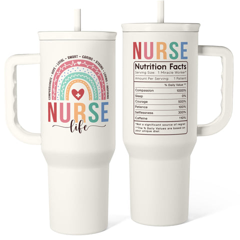 SANDJEST front view of nurse tumbler showing design and large capacity benefit