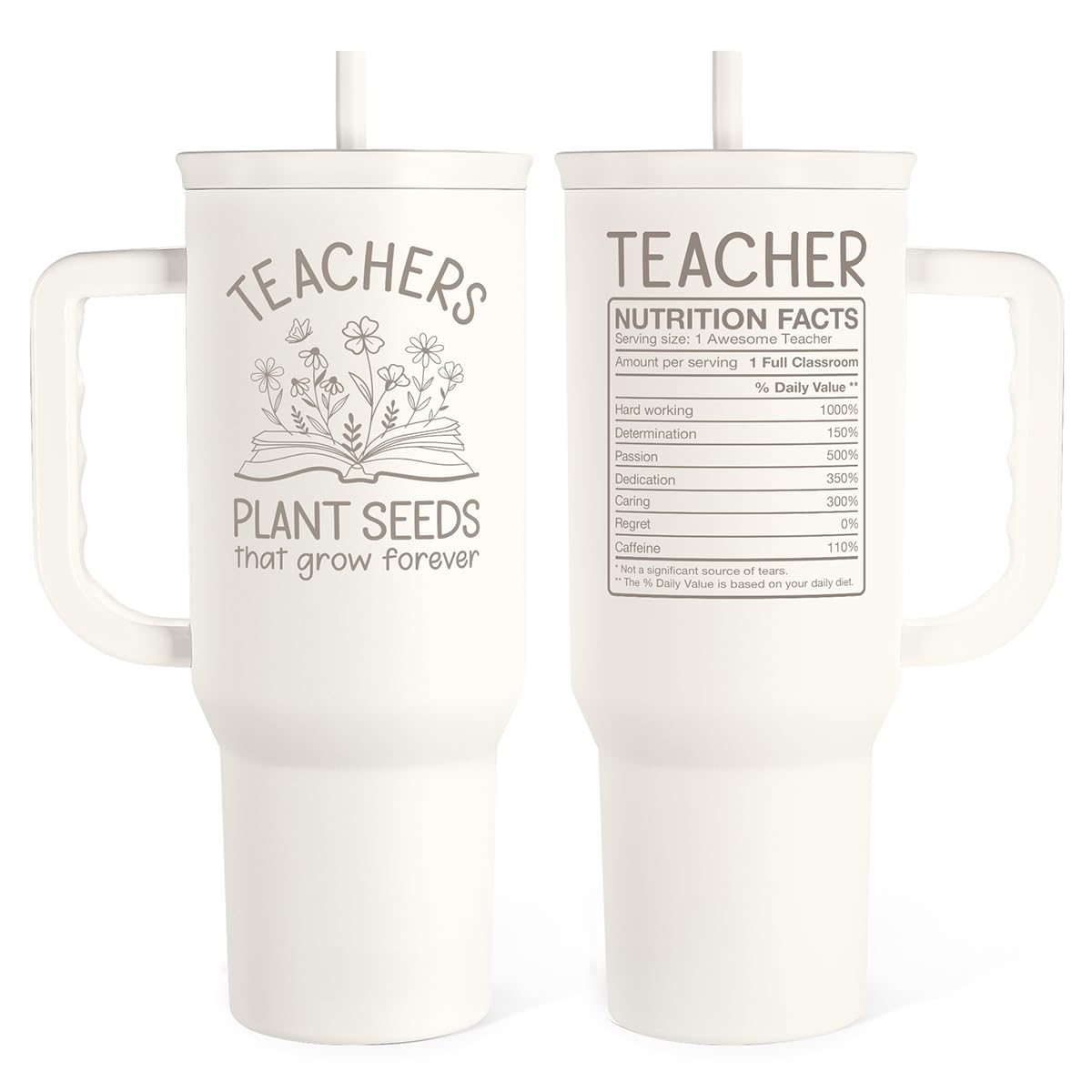 SANDJEST front view of 40oz tumbler showing design and gift-ready appearance