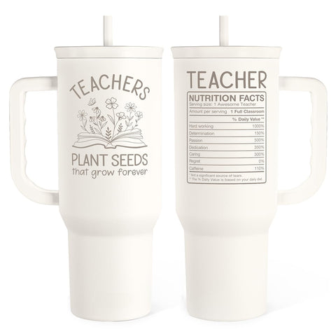 SANDJEST front view of 40oz tumbler showing design and gift-ready appearance