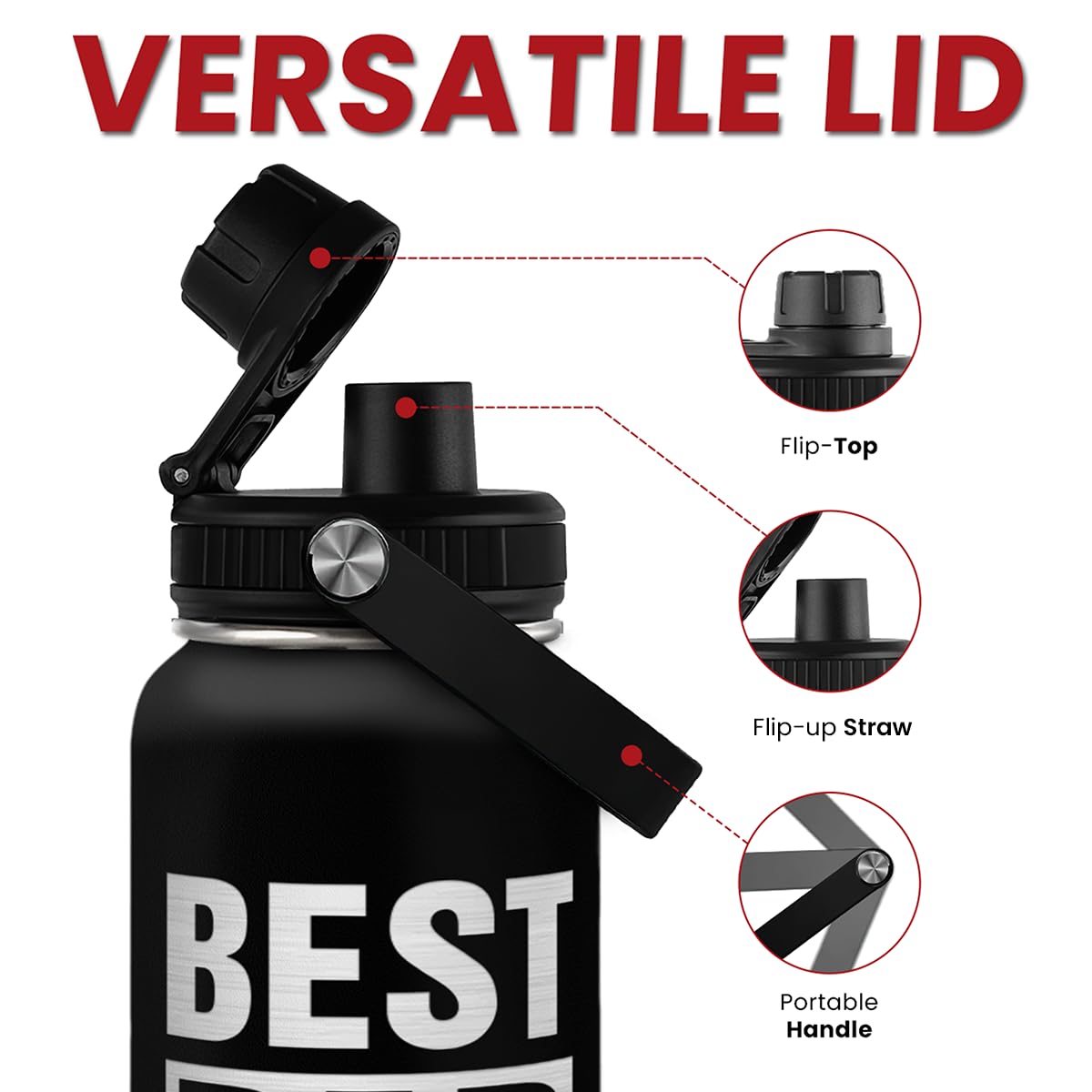 SANDJEST bottle in car cupholder demonstrating secure, portable fit