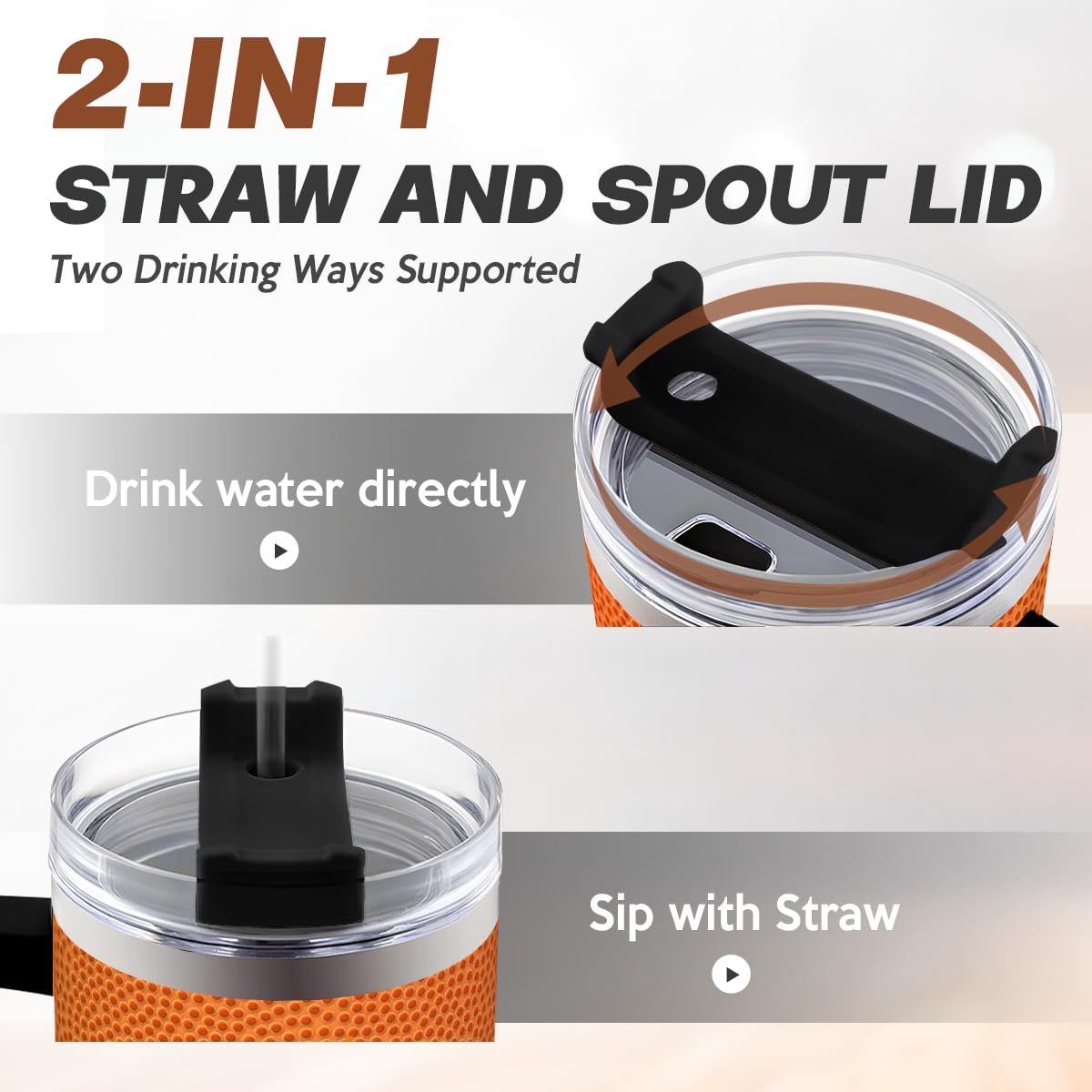SANDJEST lid and straw detail showing spill-resistant convenience