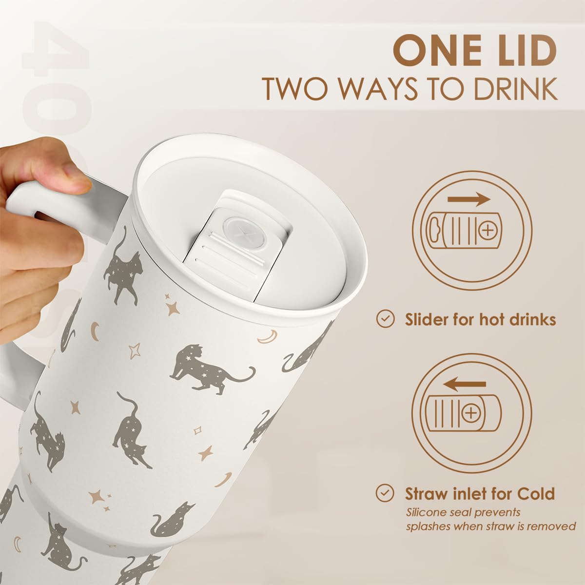 SANDJEST slider lid and straw assembly for easy sipping benefit