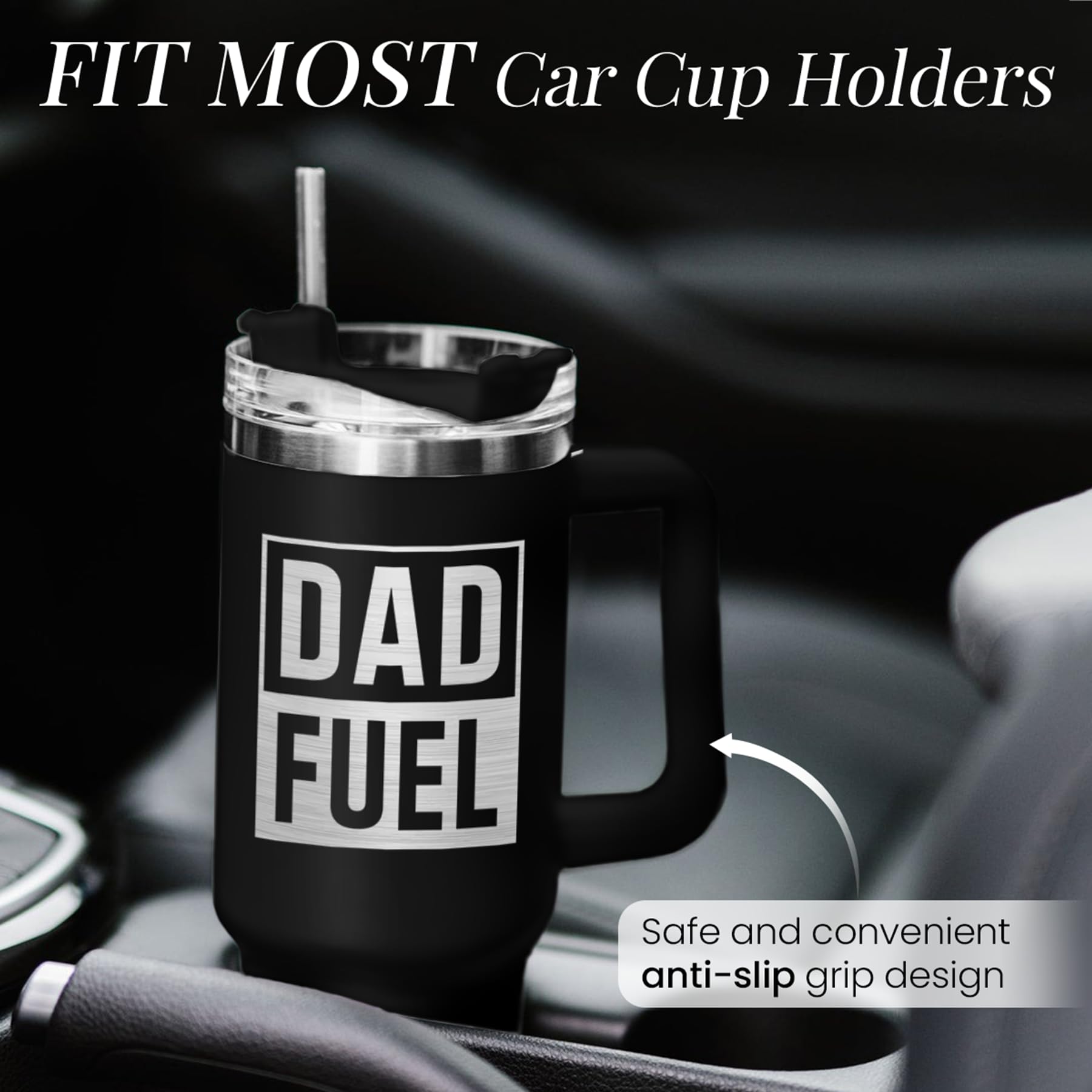 SANDJEST tumbler beside backpack outdoors showing travel-ready durability